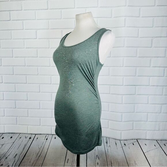 10/$25🦋 Forever 21 Gray Glitter Ruched Racerback Tank - Size Large - Picture 3 of 10